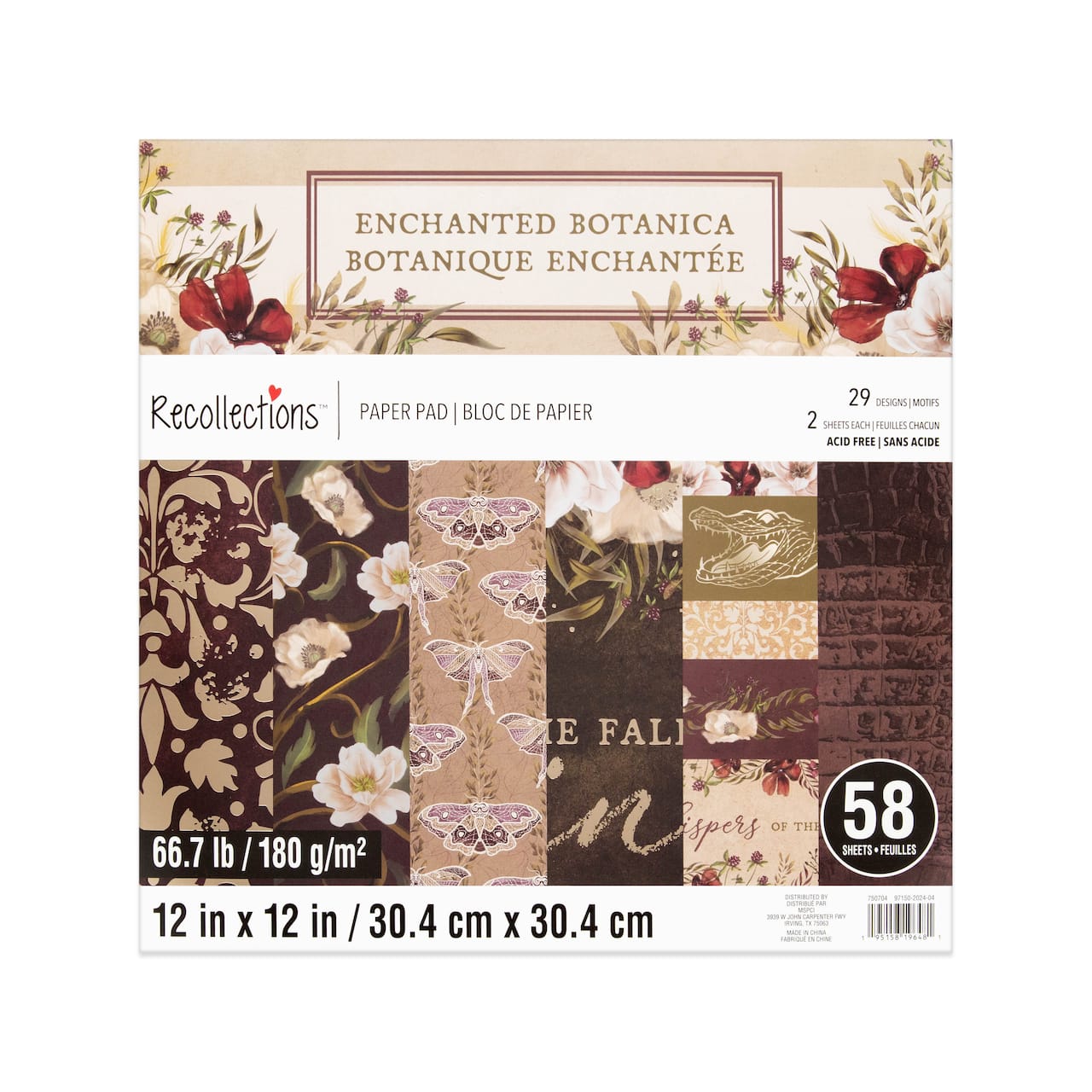 12" x 12" Enchanted Botanica Paper Pad by Recollections™, 58 Sheets